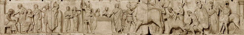 Relief dit de Domitius Ahenobarbus, Fin du IIe siècle avant J.-C, Marbre, 1,20 m. * 1,47 m, Musée du Louvre, Paris.